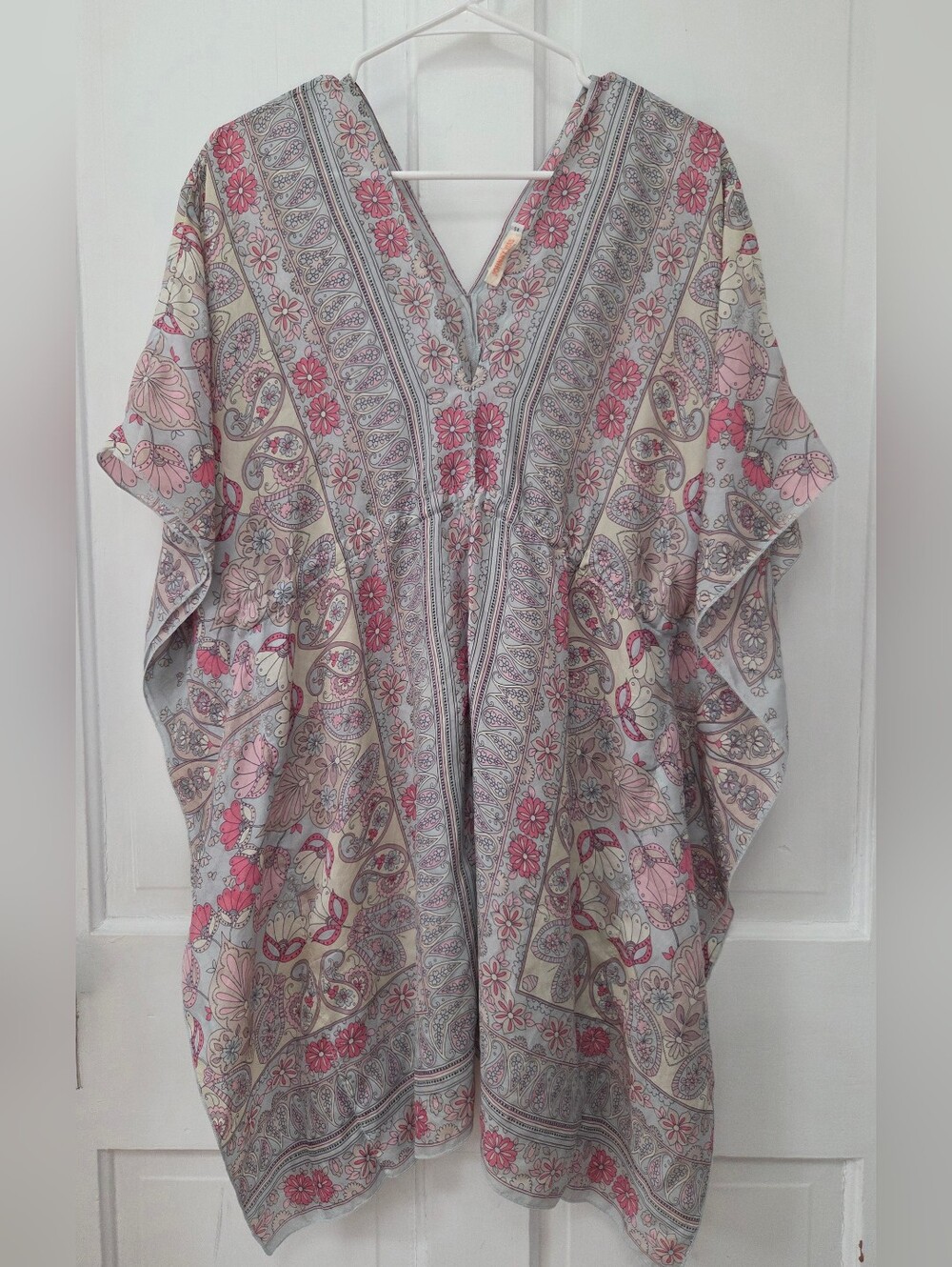 Johnny Was Silk Pastel Paisley Caftan Tunic XS